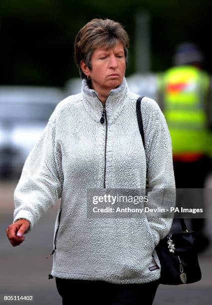 Mary Ellen Collis, formery of Wardana Kennels, arrives at Corby Magistrates court charged with causing unnecessary suffering to 85 dogs and failing...