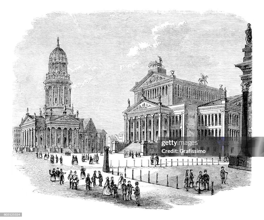 Berlin Germany Gendarmenmarkt and concert hall 1870