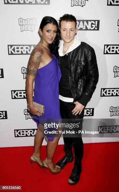 Chester Bennington of Linkin Park and wife Talinda Bentley arriving at the Kerrang! Awards, at the Brewery, London.