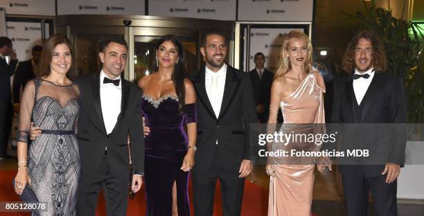 Nuria Cunillera, Xavi Hernandez, Daniella Semaan, Cesc Fabregas, Vanesa Lorenzo and Carles Puyol attend Lionel Messi and Antonela Rocccuzzo's wedding...