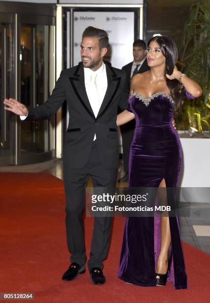 Cesc Fabregas and Daniella Semaan attend Lionel Messi and Antonela Rocccuzzo's wedding at the City Center Rosario Hotel & Casino on June 30, 2017 in...
