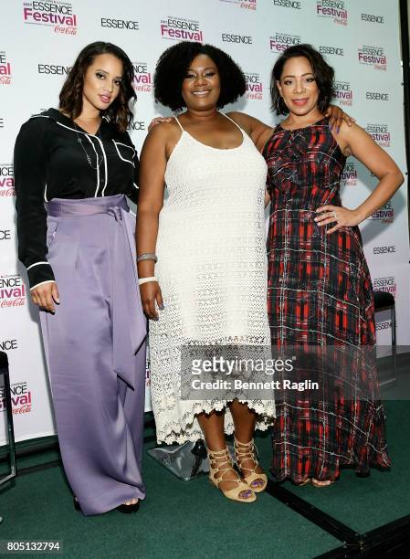 Dascha Polanco, Adrienne C. Moore, and Selenis Leyva attend the 2017 Essence Festival - Day 1 on June 30, 2017 in New Orleans, Louisiana.