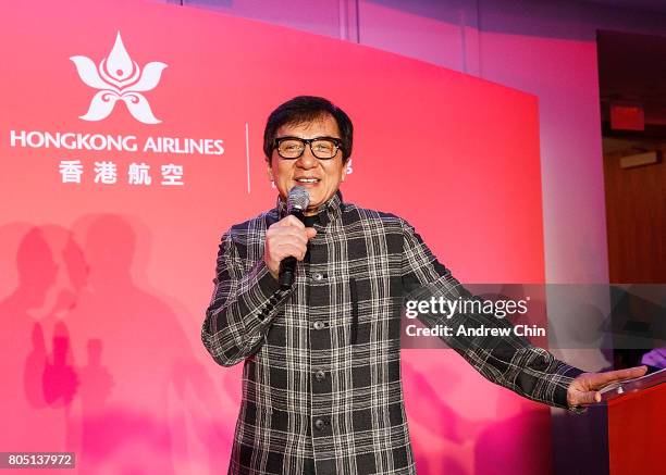 Actor & martial artist Jackie Chan speaks during the media Q&A session at Fairmont Pacific Rim on June 30, 2017 in Vancouver, Canada.