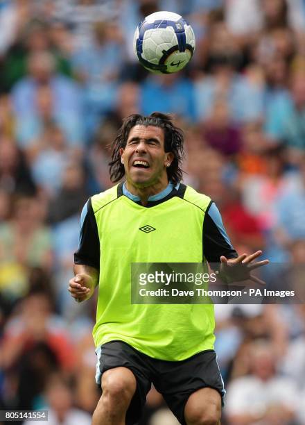 Manchester City 's Carlos Tevez during the training session at The City of Manchester Stadium, Manchester.