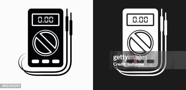 voltmeter icon on black and white vector backgrounds - voltmeter stock illustrations