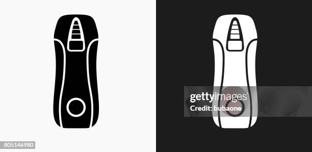 voltmeter icon on black and white vector backgrounds - voltmeter stock illustrations