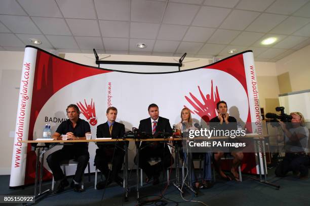 National coach Andy Wood, Performance Director Ian Moss, Chief Executive Adrian Christie, players Donna Kellogg and Nathan Robertson speak to the...
