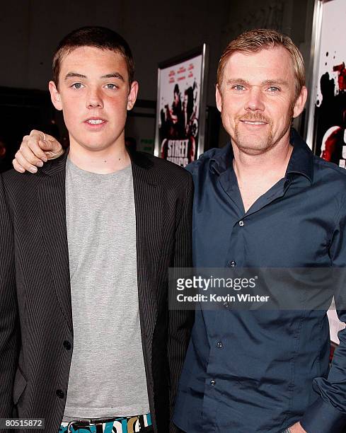Actor Rick Schroder and his son Holden arrive at the "Street Kings" premiere at Grauman's Chinese Theater on April 3, 2008 in Hollywood, California.