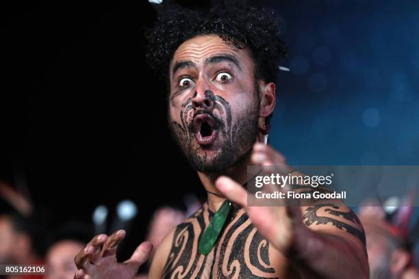 Te Waka Huia of Auckland perfom during Te Taumata Kapa Haka at The Cloud on July 1, 2017 in Auckland, New Zealand. The Matariki Festival is an annual...