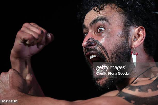 Te Waka Huia of Auckland perfom during Te Taumata Kapa Haka at The Cloud on July 1, 2017 in Auckland, New Zealand. The Matariki Festival is an annual...