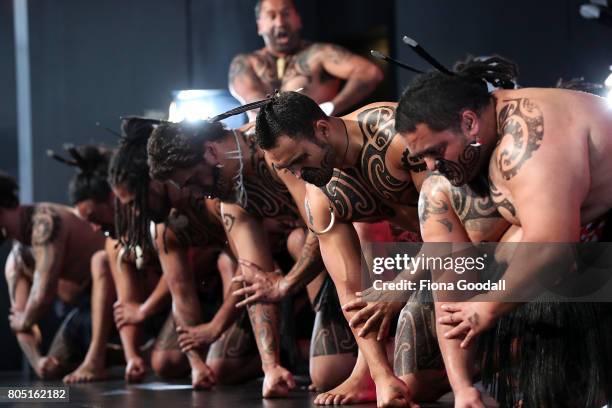 Te Waka Huia of Auckland perfom during Te Taumata Kapa Haka at The Cloud on July 1, 2017 in Auckland, New Zealand. The Matariki Festival is an annual...