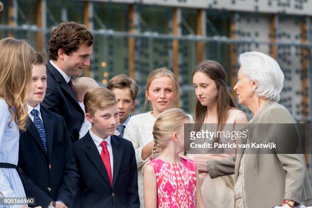 Queen Paola, Princess Louise, Princess Laetitia Maria, Prince Amedeo with his daughter Anna Astrid, Crown Princess Elisabeth, Prince Emmanuel and...