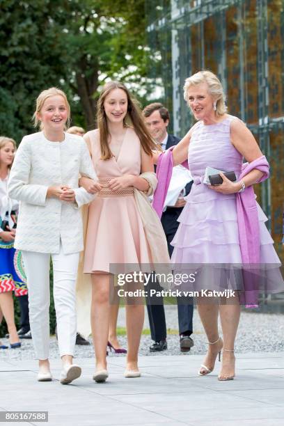 Princess Astrid, Princess Laetitia Maria and Princess Louise of Belgium attend the 80th birthday celebrations of Belgian Queen Paola on June 29, 2017...