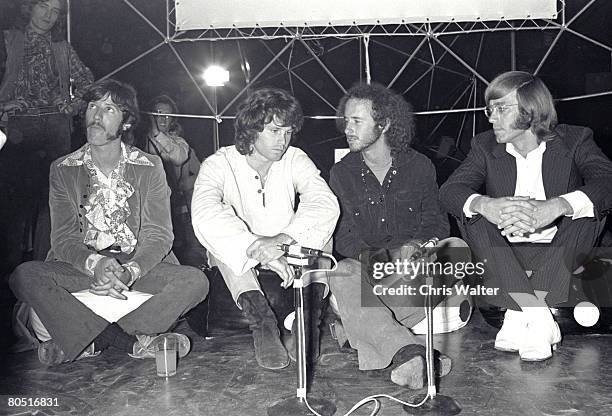 John Densmore, Jim Morrison, Robby Krieger and Ray Manzarek of The Doors in London for "Top of the Pops", 1968