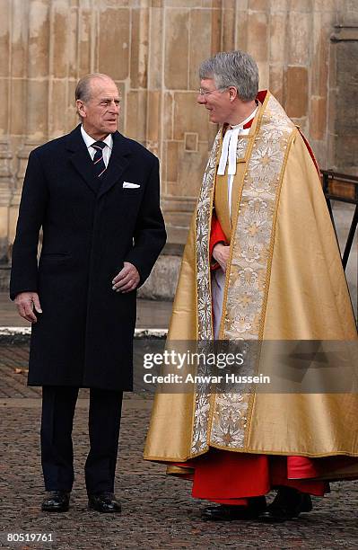 Prince Philip, Duke of Edinburgh leaves a service of celebration for the Diamond Wedding Anniversary of The Queen and Prince Philip at Westminster...