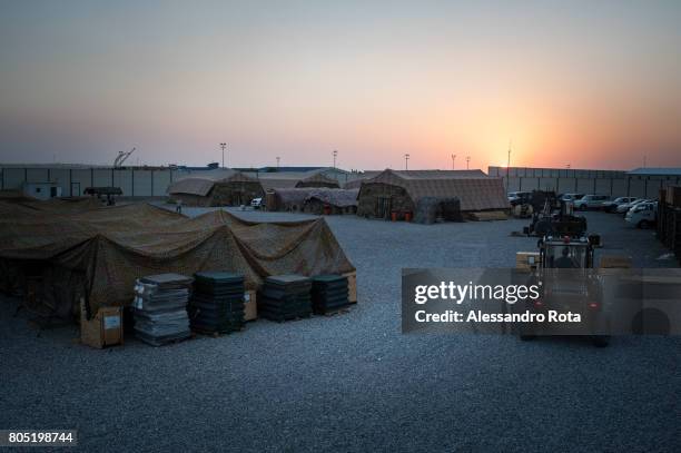 Aug 2015 - a view of the Italian Army military base inside the Coalition base in Erbil, capital city of Iraqi Kurdistan. At present an Italian...