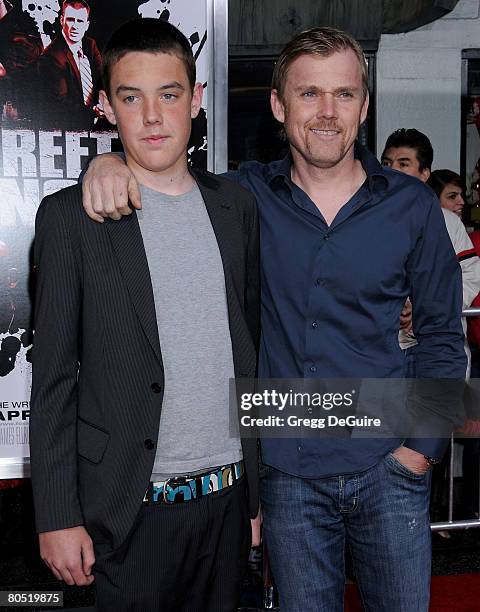 Actor Rick Schroder and son Holden Schroder arrive at Fox Searchlight's premiere of the "Street Kings" on April 3, 2008 at the Grauman's Chinese...