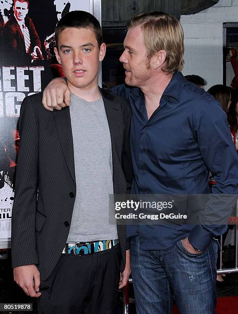 Actor Rick Schroder and son Holden Schroder arrive at Fox Searchlight's premiere of the "Street Kings" on April 3, 2008 at the Grauman's Chinese...