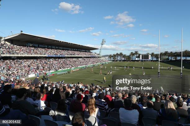 Central Coast Stadium during the round 17 NRL match between the Sydney Roosters and the Cronulla Sharks at Central Coast Stadium on July 1, 2017 in...