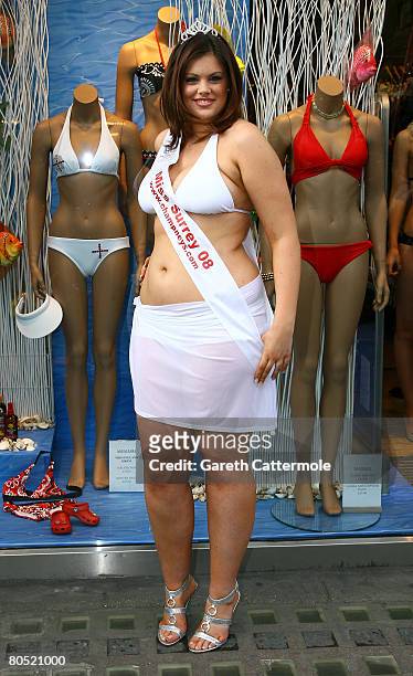 Miss England 2008 semi- finalist Chloe Marshall launches the official Miss England Bikini 2008 by Aguaclara on the Kings Road on April 4, 2008 in...