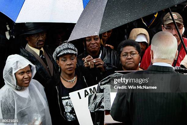 Republican presidential candidate Sen. John McCain speaks at the Lorraine Hotel, the site where Martin Luther King Jr. Was killed, during an event...