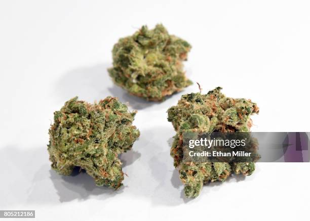 Cannabis is displayed at Essence Vegas Cannabis Dispensary before the midnight start of recreational marijuana sales on June 30, 2017 in Las Vegas,...