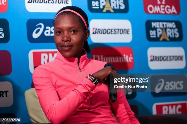 Faith Chepngetich Kipyegon of Kenya, the Olympic champion in the 1,500m at the Rio 2016 Olympic Games, answers questions during the Press Conference...