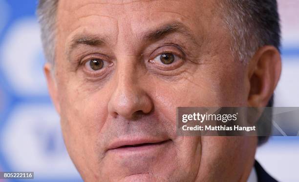 Vitaly Mutko, Russian Deputy Prime Minister and LOC Chairman, speaks to the media during the Closing Press Conference of the FIFA Confederations Cup...