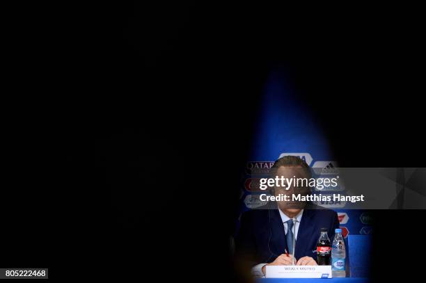 Vitaly Mutko, Russian Deputy Prime Minister and LOC Chairman, speaks to the media during the Closing Press Conference of the FIFA Confederations Cup...