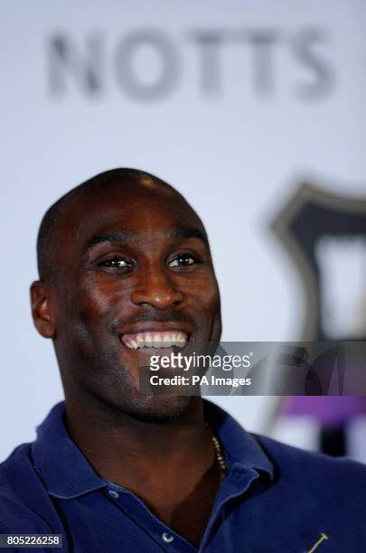 Notts County's New Signing Sol Campbell during a press conference at Meadow Lane, Nottingham.