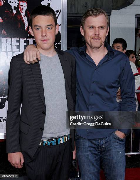 Actor Rick Schroder and son Holden Schroder arrive at Fox Searchlight's premiere of the "Street Kings" on April 3, 2008 at the Grauman's Chinese...