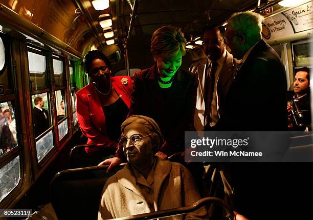 Democratic presidential candidate Sen. Hillary Clinton visits the Rosa Parks exhibit at the National Civil Rights Museum, inside the Lorraine Hotel,...