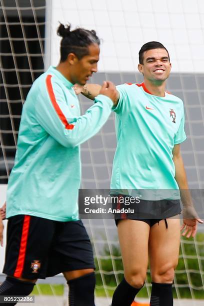 Portugal's player Pepe and Bruno Alves attend a training session ahead of FIFA Confederations Cup 2017 in Moscow, Russia on July 01, 2017. Portugal...