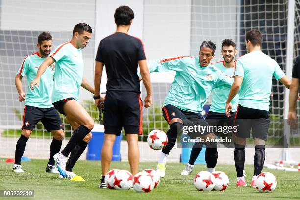 Portugal's players Pepe and Bruno Alves attend a training session ahead of FIFA Confederations Cup 2017 in Moscow, Russia on July 01, 2017. Portugal...