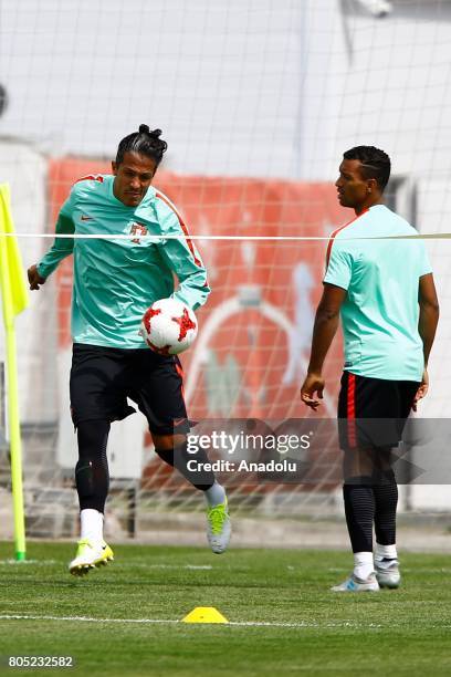 Portugal's player Bruno Alves and Nani attend a training session ahead of FIFA Confederations Cup 2017 in Moscow, Russia on July 01, 2017. Portugal...