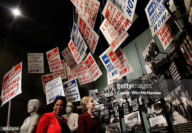 Democratic presidential candidate Sen. Hillary Clinton and Rep. Sheila Jackson Lee ( tour the National Civil Rights Museum, inside the Lorraine Hotel...