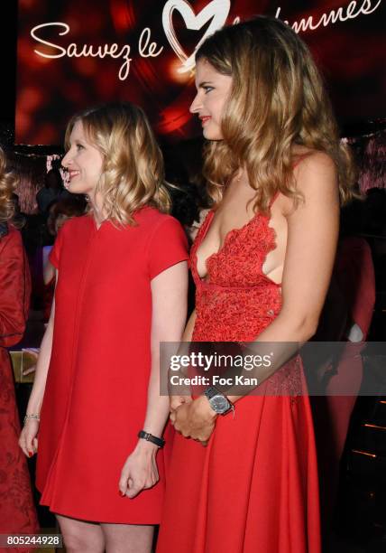 Caroline Bresard, Cyrielle Hariel, Karine De Menonville and Margaux De Frouville attend the 'Red Defile' Auction Fashion Show Hosted by Ajila...