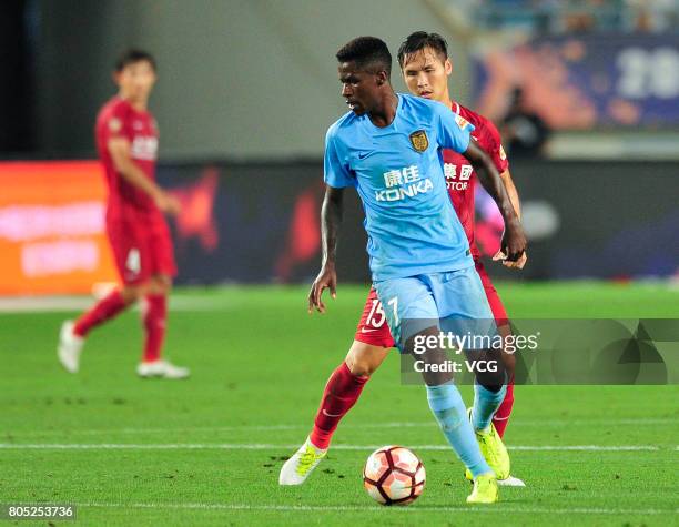 Ramires of Jiangsu Suning controls the ball during 2017 Chinese Super League 15th round match between Jiangsu Suning and Shanghai SIPG at Nanjing...