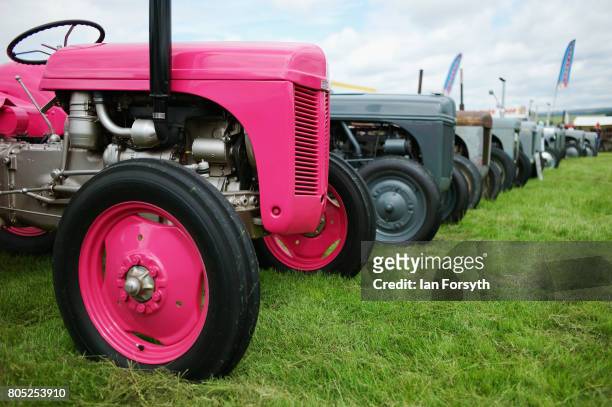 Vintage tractors are displayed during the Duncombe Park Steam Rally on July 1, 2017 in Helmsley, United Kingdom. Held annually in the picturesque...