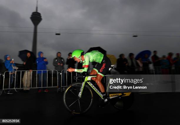 Nathan Brown of the United States and Cannondale - Drapac competes during stage one of Le Tour de France 2017, a 14km individual time trial on July...