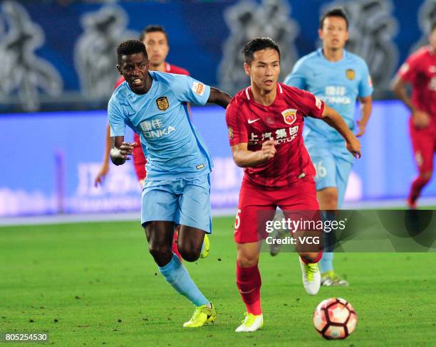 Ramires of Jiangsu Suning follows the ball during 2017 Chinese Super League 15th round match between Jiangsu Suning and Shanghai SIPG at Nanjing...