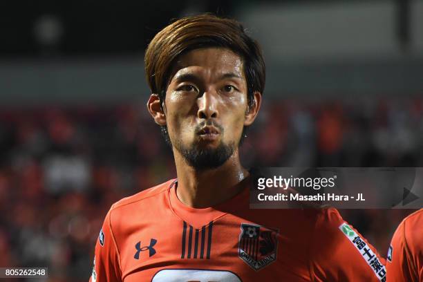 Kosuke Kikuchi of Omiya Ardija reacts after his side's 1-2 defeat in the J.League J1 match between Omiya Ardija and Yokohama F.Marinos at NACK 5...