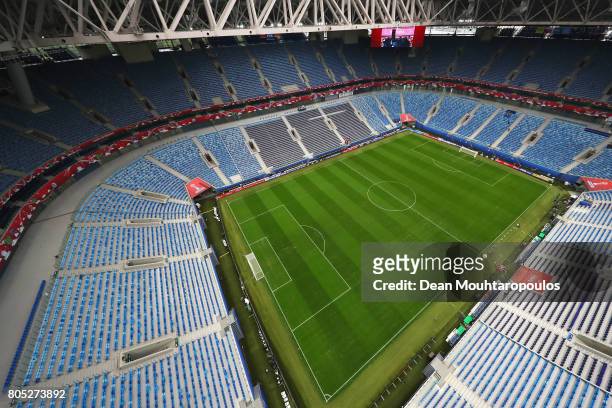 General view of the ground, seats, roof and set up of the The Krestovsky Stadium, also called Zenit Arena at the FIFA Confederations Cup Russia 2017...