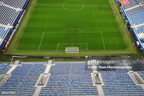 General view of the ground, seats, roof and set up of the The Krestovsky Stadium, also called Zenit Arena at the FIFA Confederations Cup Russia 2017...