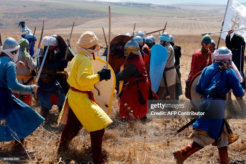 ISRAEL-HISTORY-BATTLE-CRUSADERS-REENACTMENT