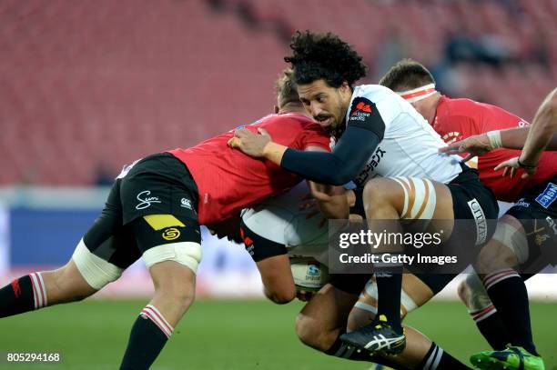 Yoshitaka Tokunaga of the Sunwolves supporting a teammate during the Super Rugby match between Emirates Lions and Sunwolves at Emirates Airline Park...