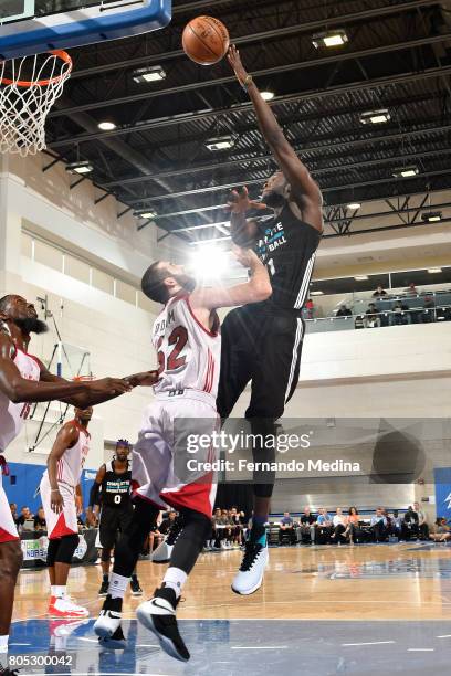 Mangok Mathiang of the Charlotte Hornets shoots the ball against the Miami Heat during the 2017 Summer League on July 1, 2017 at Amway Center in...