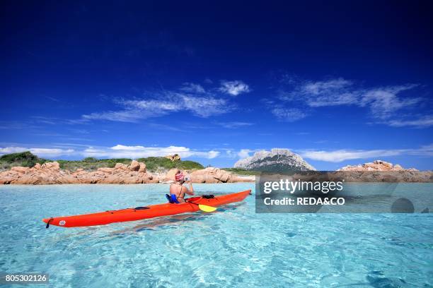 Canoeing. Gallurese Coast. Loiri Porto San Paolo. Sardinia. Italy.