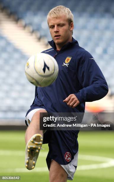 Scotland's Stephen Naismith during the training session at Hampden Park, Glasgow.