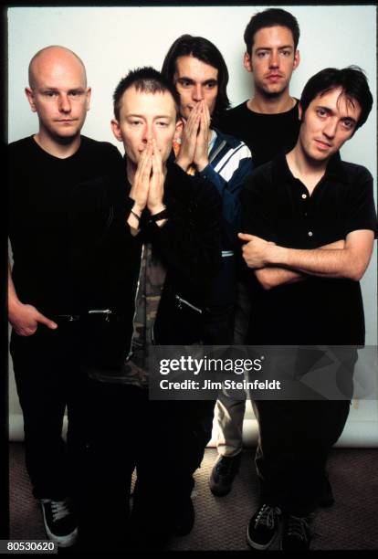 Rock band Radiohead poses for a portrait at Capitol Records during the release of their album OK Computer in Los Angeles, California on June 12, 1997.